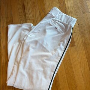 Men’s Baseball Pants White with Hunter Green Stripe